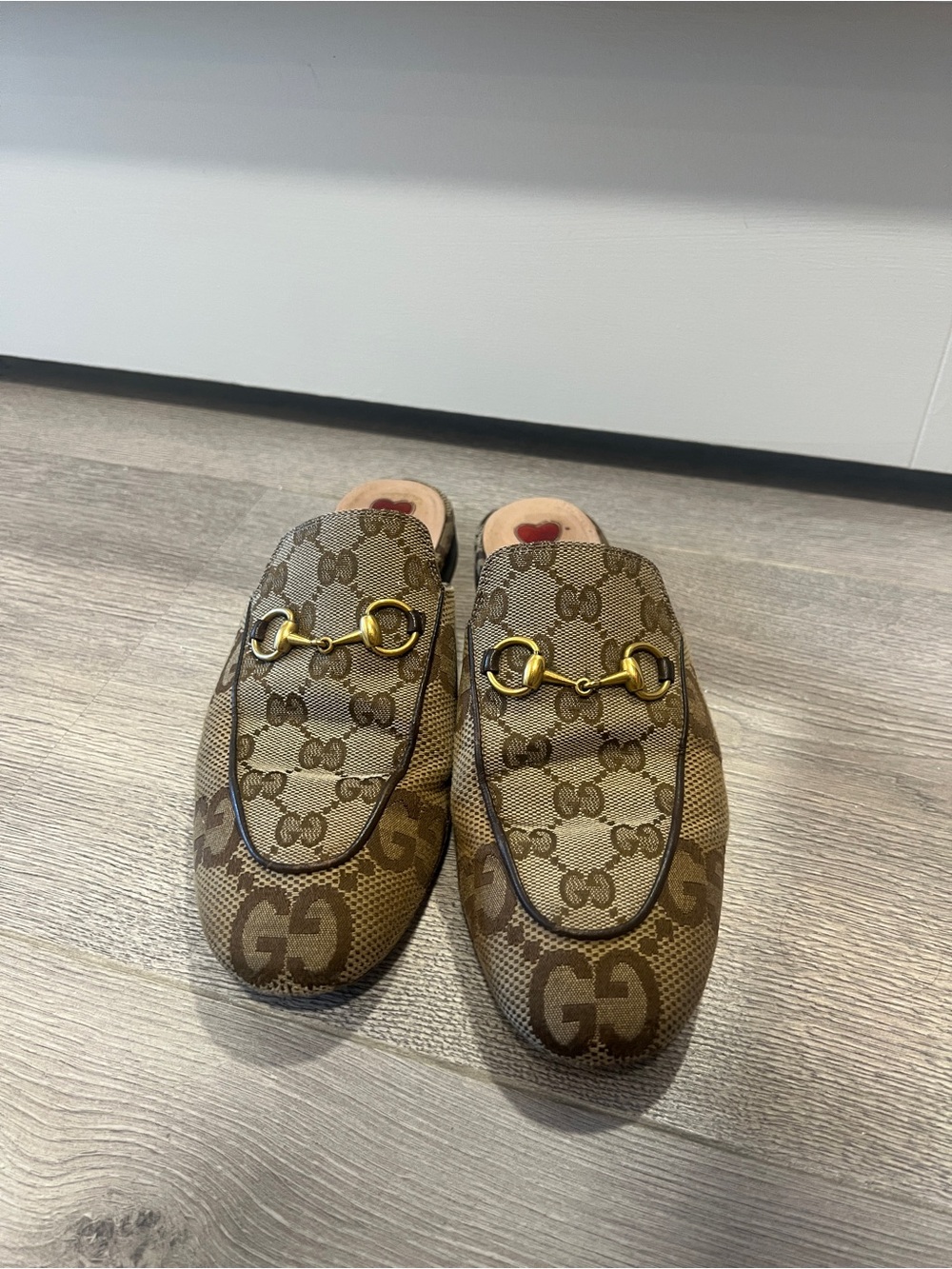 Gucci Brown GG Canvas Horsebit Backless Loafers